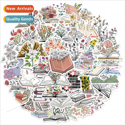 50 cartoon books flowers doodle stickers can be decorated lu