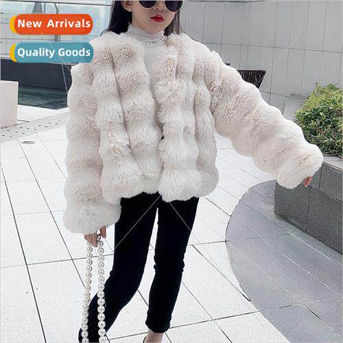 Girls imitation fur coat winter jacket cotton thickened 2023
