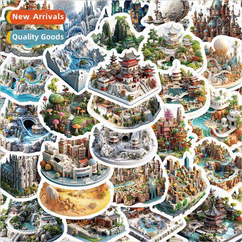 50 cartoon 3D small world art stickers cell phone case water