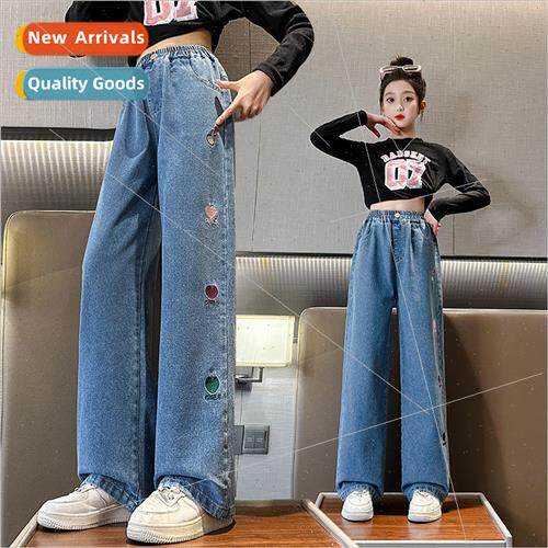 Childrens clothing 2023 new girls jeans Korean  of the middl