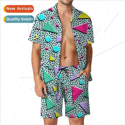size mens casual loose shirt suit Hawaii seaside 3d digital