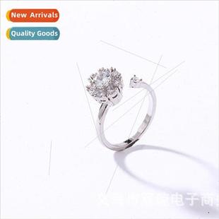 New Rotating Zirconia Couples Ring Open Ring Flash Diamond M