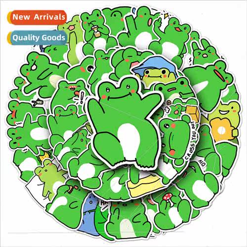 50 frog hand-painted stickers cartoon animals cute waterproo
