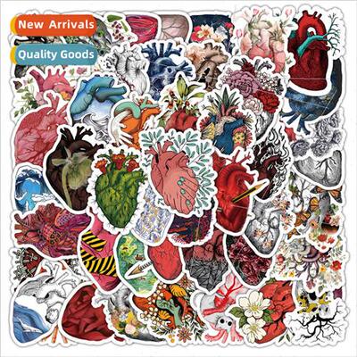 50 shocking heart stickers creative human organs decoration