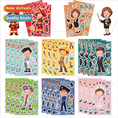 8 professional doctors nurses firefighters collage hands-on