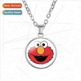 Gemstone Pendant Necklace Kids Set Image Sesame Elmo Cartoon
