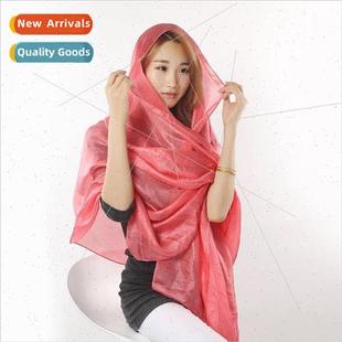 New Dutch linen silk scarf beaded solid color beach towel du