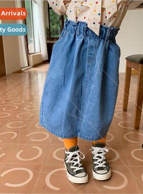 20 fall new girls small fresh cowboy half-body skirt Korean