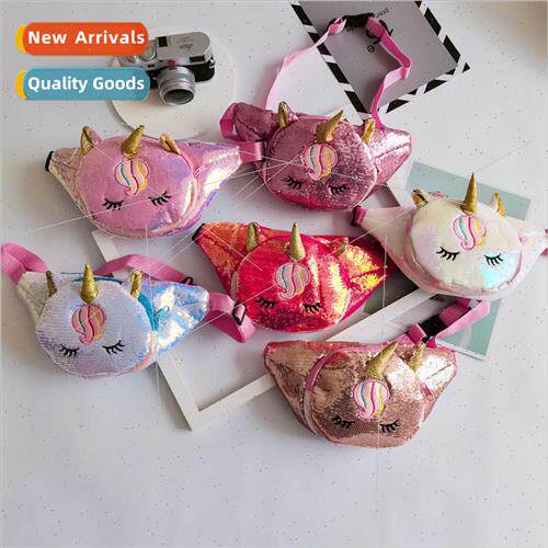 Big eye unicorn sequins fanny pack female new cartoon cute g