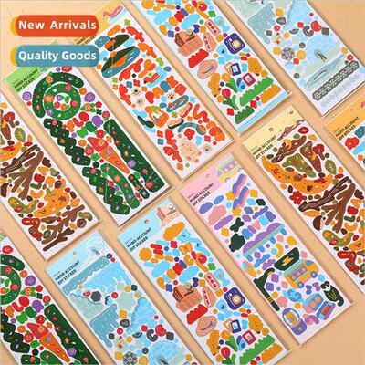 Korean ins  graffiti handbook stickers leaves ribbon ice cub