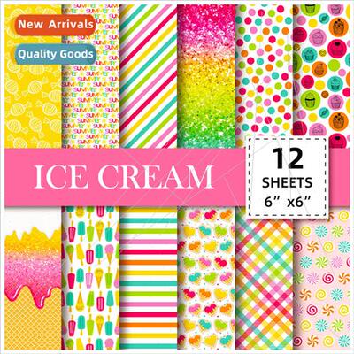 12pcs/pack striped cute wind material paper 6 inch scrapbook