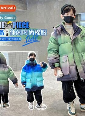 Boys cotton jacket gradient color winter 2023 new cotton thi