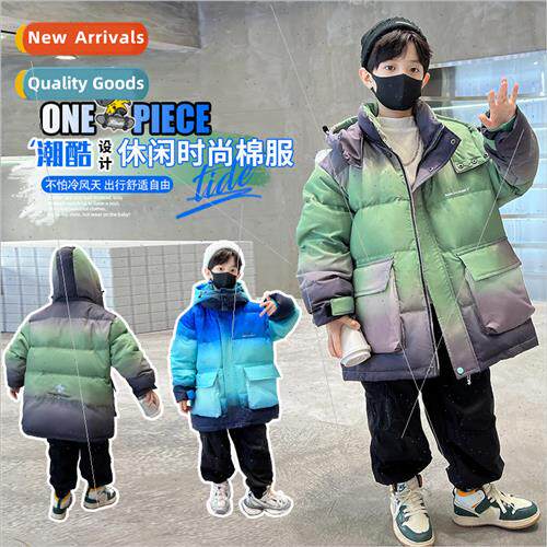 Boys cotton jacket gradient color winter 2023 new cotton thi