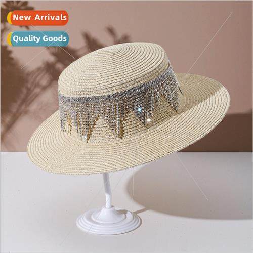 Retro temperament lace large brim show face small straw hat