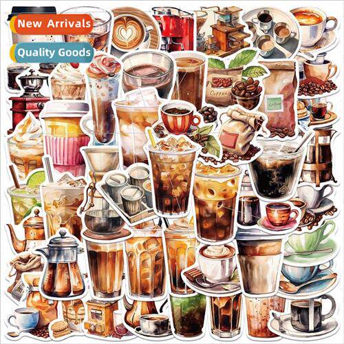 50 pcs Coffee Lovers Cartoon Doodle Stickers ggage Laptop Sk