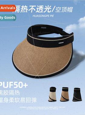 Summer large brim riding anti-ultraviolet hollow top sun hat