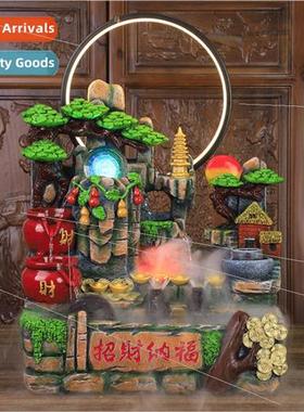 Large entryway three waterwheel alpine and flowing water fiv