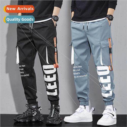 function work pants mens fall new letters printed multi-pock