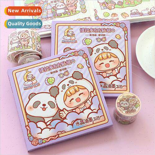 Dodo sauce square stickers cute panda cartoon childrens hand