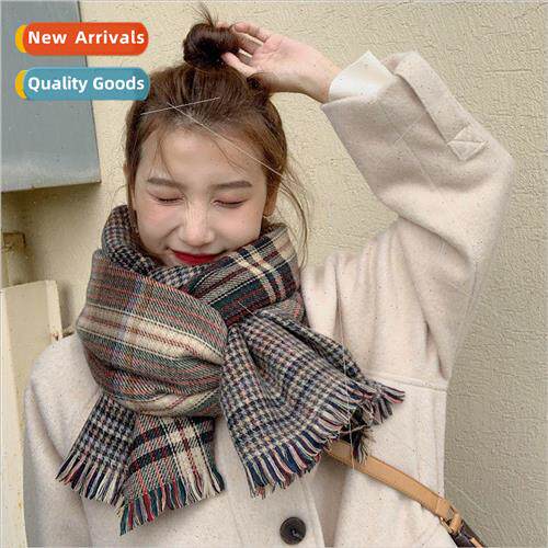 Double-sided thousand birds check Korean ins plaid scarf sca
