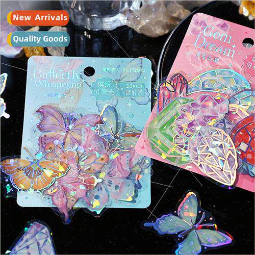 Colorful realm PET sticker pack aesthetic butterfly gemstone
