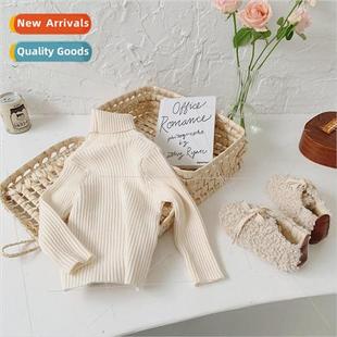 high new children sweater neck with warm winter 2023 Girls