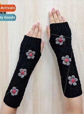 New fall and winter warm rhombus knitted wool warm cuffs flo