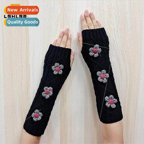 New fall and winter warm rhombus knitted wool warm cuffs flo