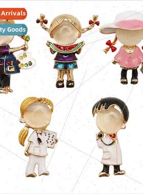 New cartoon faceless man doctor brooch cute girl medical per