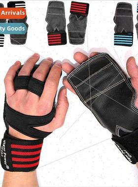 Cow Leather Palm Protectors Wrist Guard Machine Fitness Weig