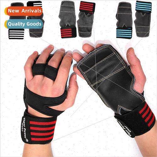 Cow Leather Palm Protectors Wrist Guard Machine Fitness Weig