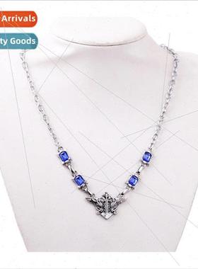 New anime necklace  Black Deacon logo Sapphire diamond neckl