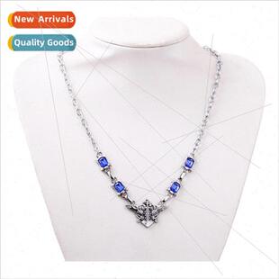 New anime necklace Black Deacon logo Sapphire diamond neckl