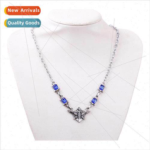 New anime necklace  Black Deacon logo Sapphire diamond neckl