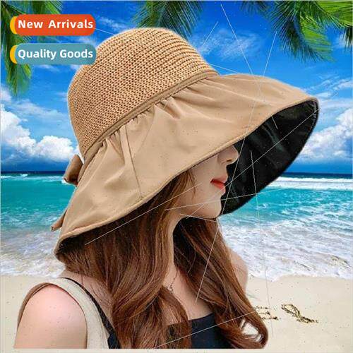 New vinyl bow sun hat female summer sunscreen sun hat large