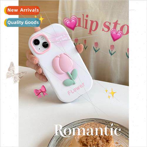 Korean  ins swoosh pink tulip 适用 14ProMax silicone iPhone