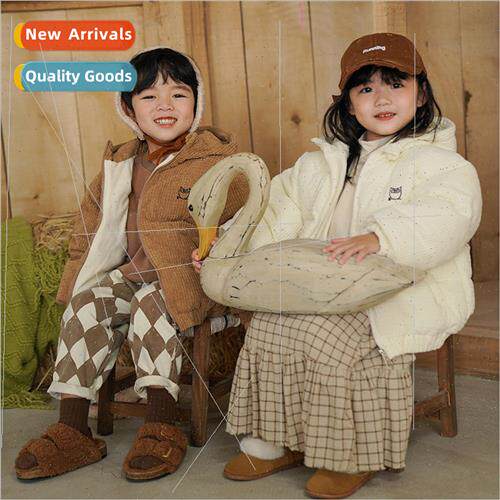 Childrens down jacket cotton jacket men and girls padded thi
