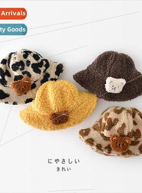 2022ins cartoon fisherman hat leopard print bear doll warm t