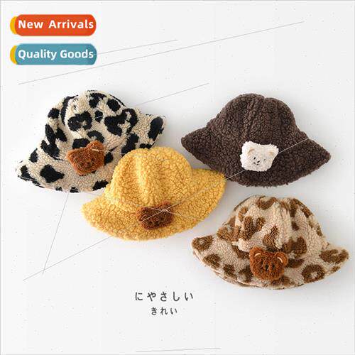 2022ins cartoon fisherman hat leopard print bear doll warm t