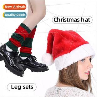 Leg Sets Green Party Decorated and Hat Red Christmas Striped