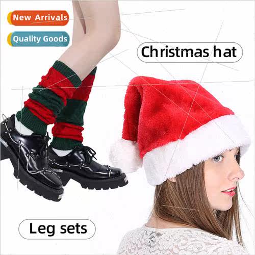 Christmas Party Hat Leg Sets Striped Red and Green Decorated