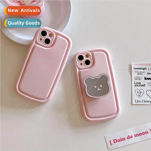 Ins Girls Pink Bear Stand 适用 Apple 13ProMax Couple iPhone