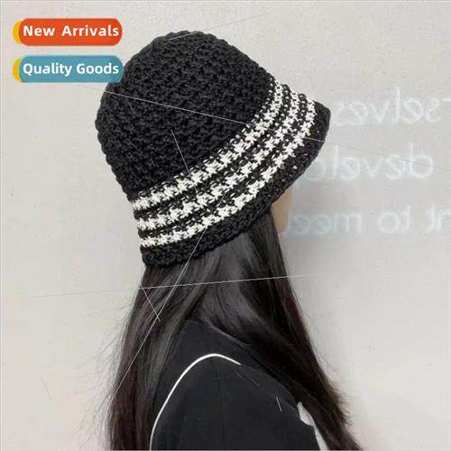 Spring and summer wild striped fisherman hat female straw wo