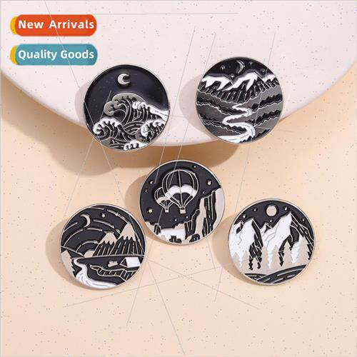 Reproduction landscape brooch ancient  landscape hot air bal