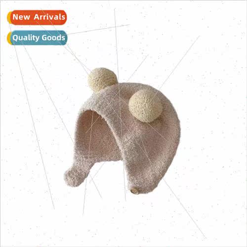 Ins wind cute ball children strap plush hat winter men and w