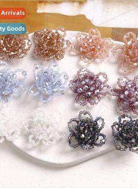 ght luxury fashion double crystal petals flowers diy handmad