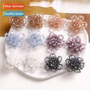 ght luxury fashion double crystal petals flowers diy handmad