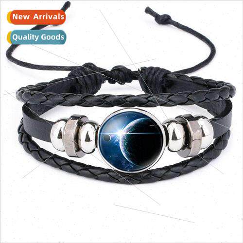 Best Seller Star Moon Glass Time Gemstone Cowhide Bracelet N