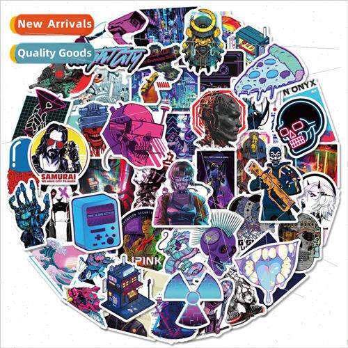 50 pcs of cyber  stickers punk Harajuku  technology acid des