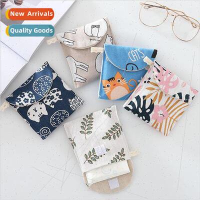 Cute small fresh pattern tampon bag cotton linen girls aunt